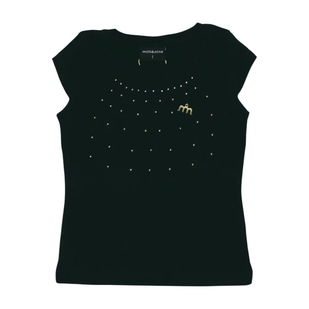 Blusa Cotton Manga Curta com Strass 99125 – Milli e Nina