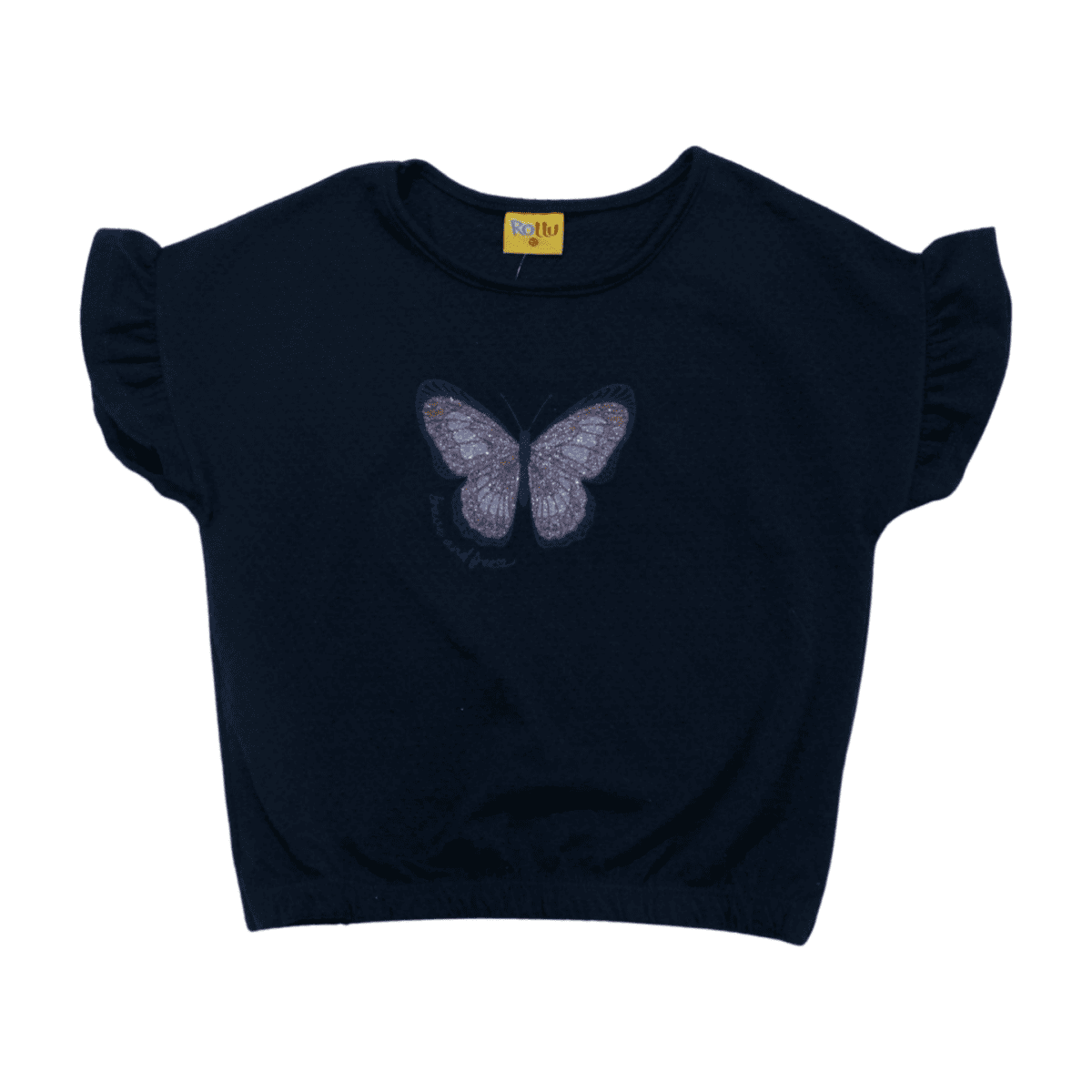 Blusa Cropped Manga Curta Estampa Borboleta 22159 – Rollu - Image 2