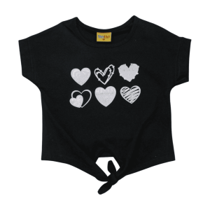 Blusa Manga Curta com Nó Estampa Corações 22160 – Rollu