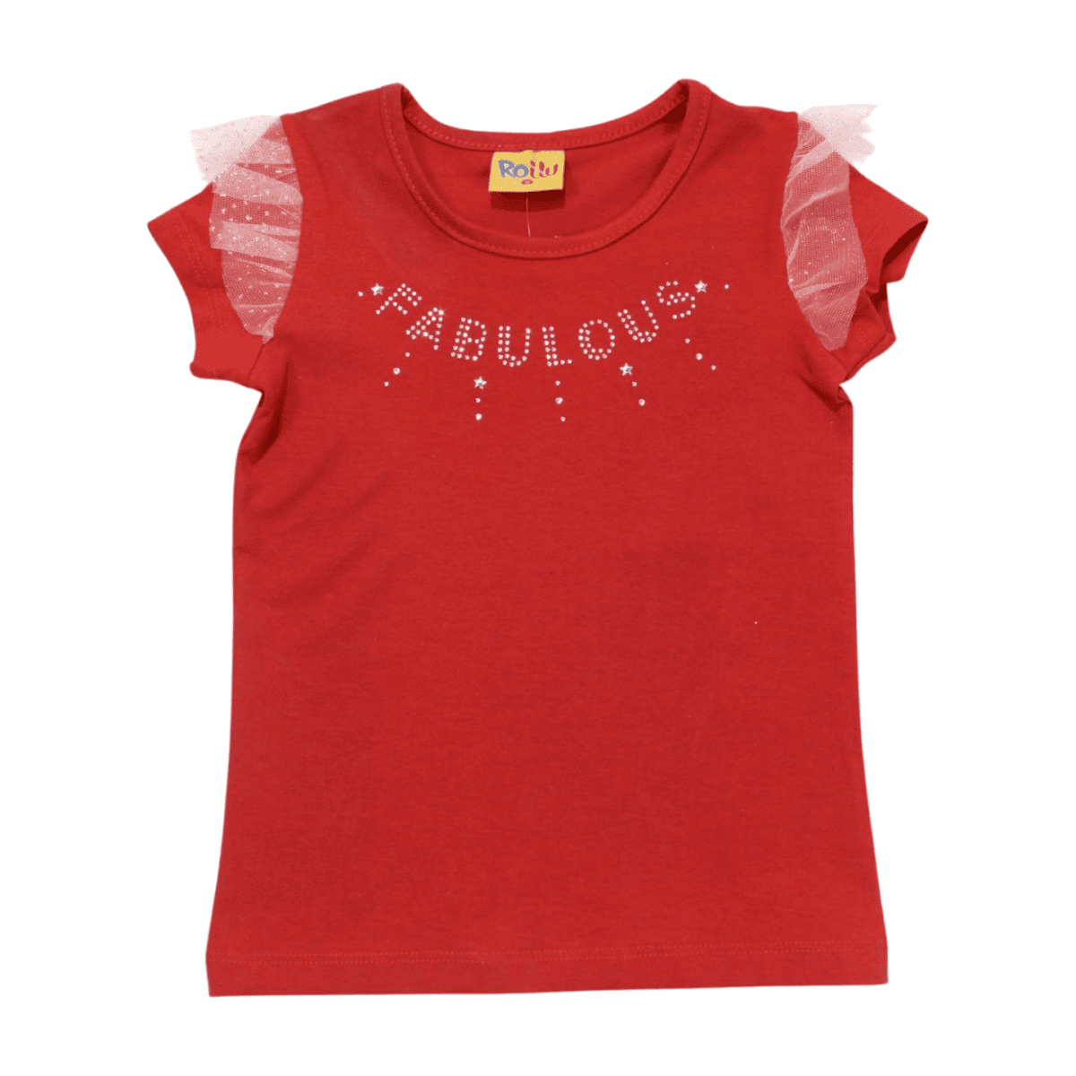 Blusa Manga Curta Fabulous com Strass e Tule 22129 – Rollu - Image 2