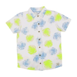 Camisa Manga Curta Malha Estampada Folhas 39730 – Alakazoo