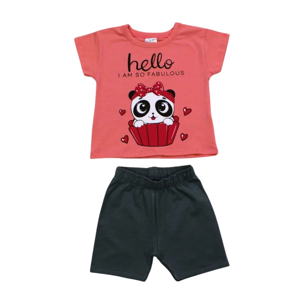 Conjunto Blusa e Bermuda Ciclista Cotton Hello 2572 – Be Fun - Image 2