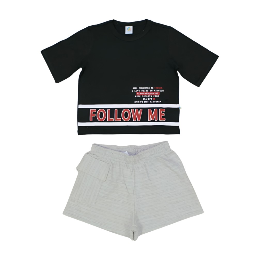 Conjunto Blusa Estampada Follow e Shorts Moletom Trabalhado 47417 – Alenice - Image 2