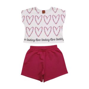 Conjunto Cropped e Shorts Moletinho 112617 – Kyly