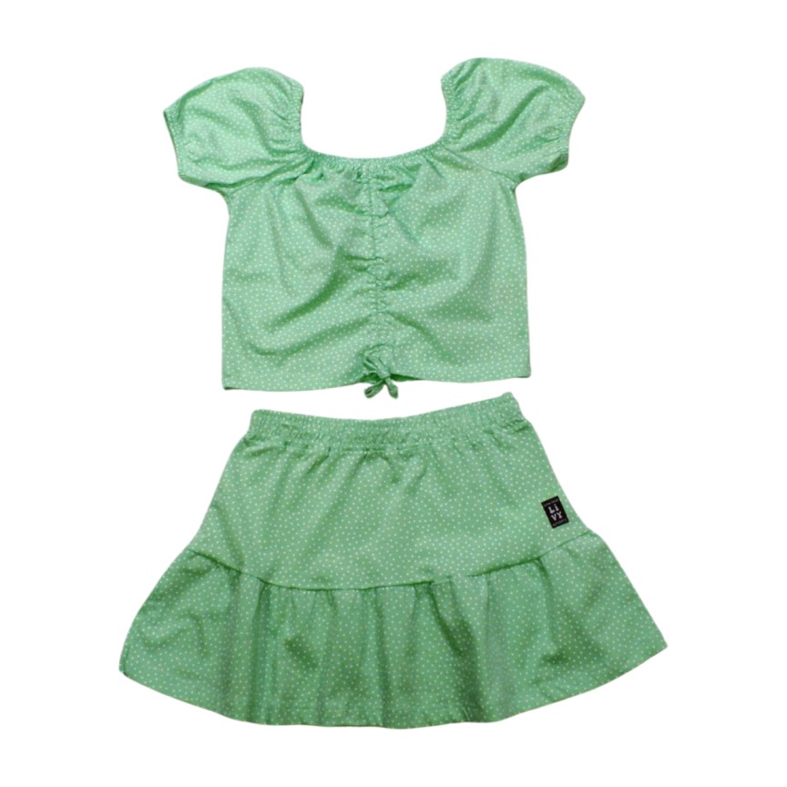 Conjunto Feminino Blusa e Saia Bolinhas 8705 – Livy - Image 2
