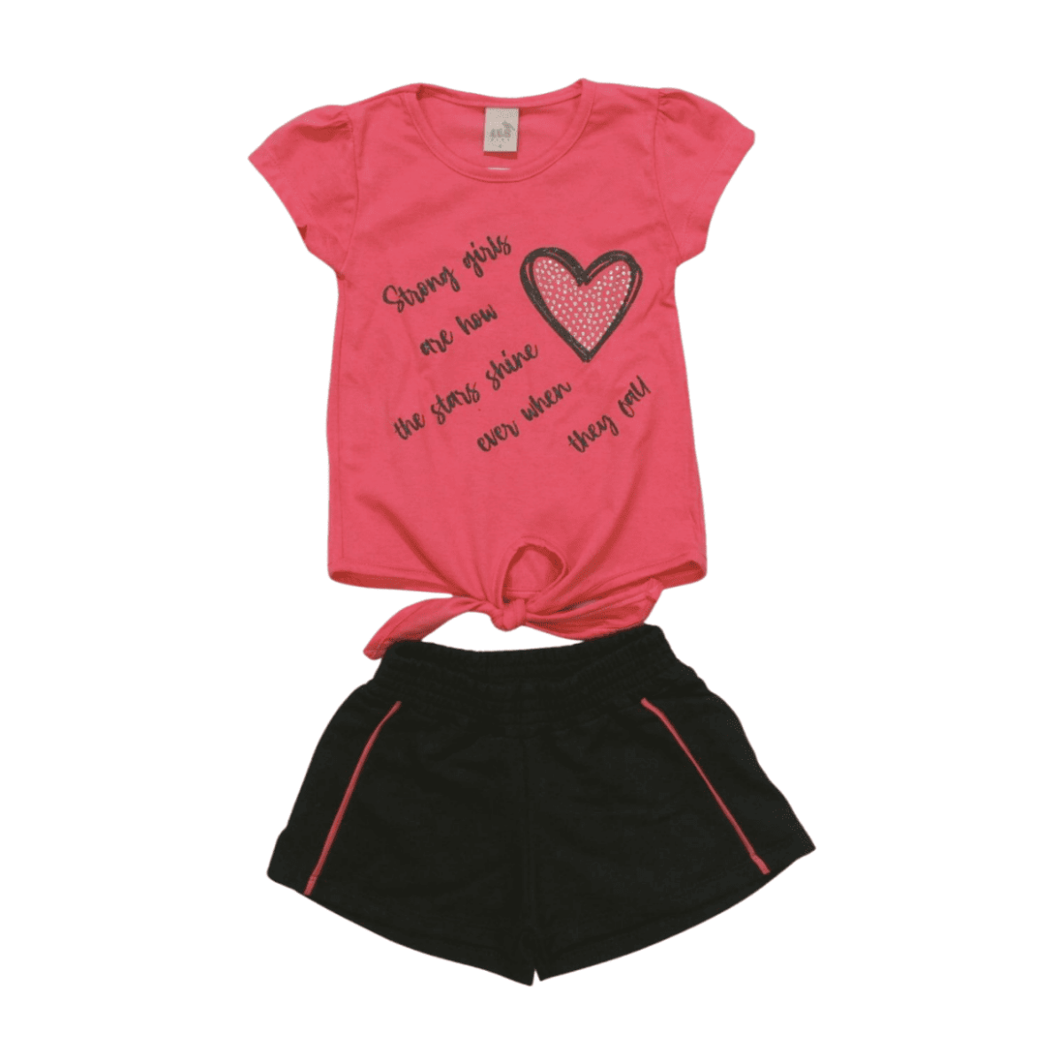 Conjunto Feminino Blusa Estampa Coração com Strass e Shorts Moletinho 24615 – Leb - Image 2
