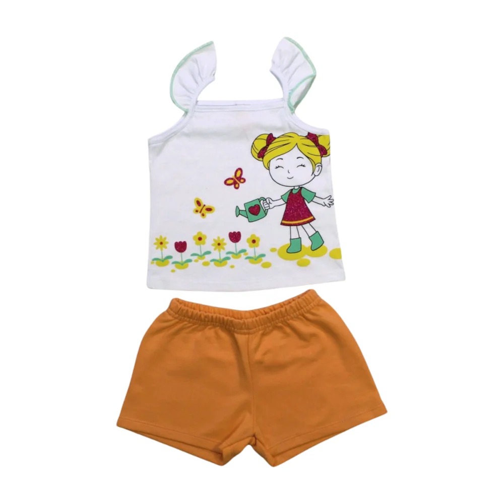 Conjunto Feminino Blusa Estampa Flores e Shorts Moletinho C91310 – Cativa