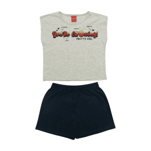 Conjunto Feminino Blusa Estampa Growing e Shorts Moletinho 50931 – Kely Kety