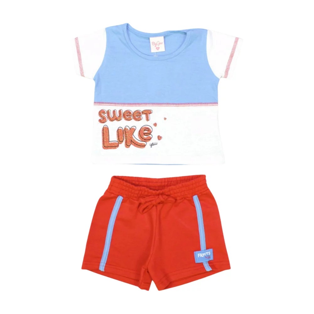 Conjunto Feminino Blusa Estampa Like e Shorts Moletinho 6350 – By Gus