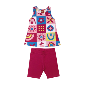 Conjunto Feminino Blusa Estampada Flores e Bermuda 1001010 – Kyly