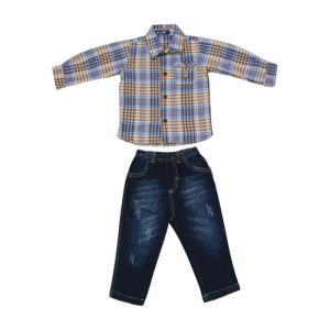 Conjunto Longo Camisa Manga Longa Xadrez e Calça Jeans 11393 – Junior Club