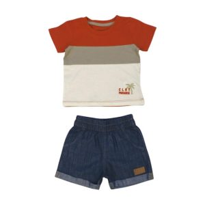 Conjunto Masculino Camiseta com Listras e Bermuda Jeans 70027 – Colorittá