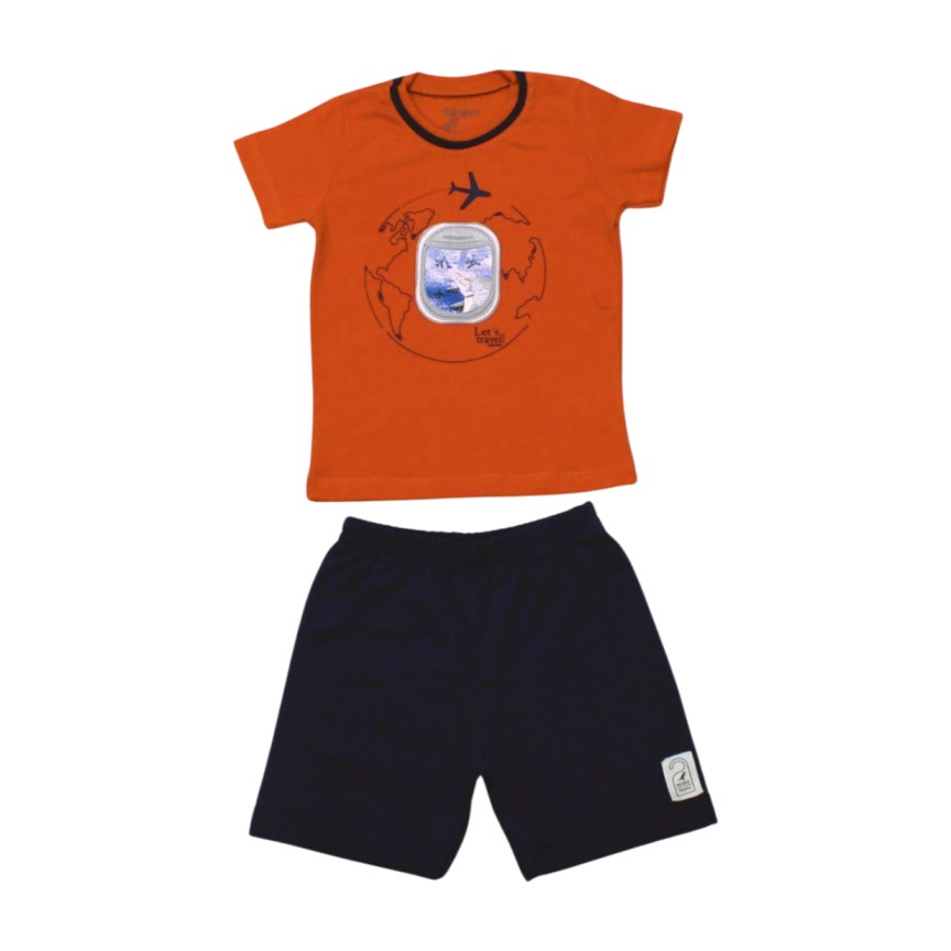 Conjunto Masculino Camiseta Estampa Avião e Bermuda Moletinho 45464 – Rei Rex