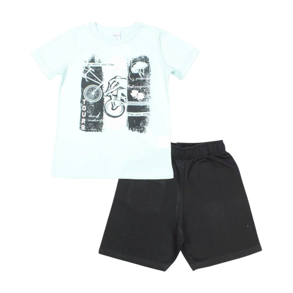 Conjunto Masculino Camiseta Estampa Bike Bermuda Moletinho 60247 – Alenice