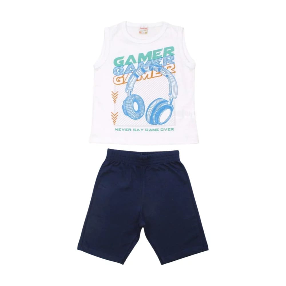 Conjunto Masculino Regata Gamer e Bermuda Moletinho 26044 – Brandili