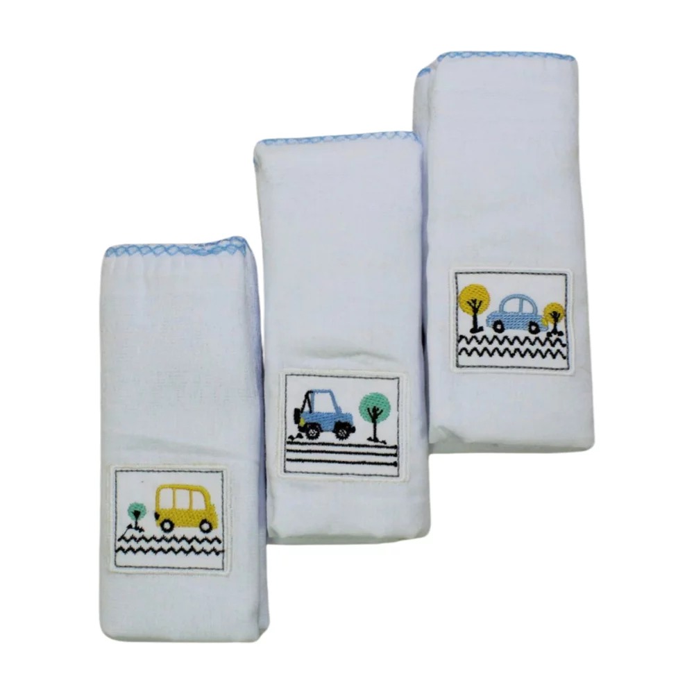 Kit de Boca Fralda com Bordados Sortidos 3 Peças 70cm x 70cm 1532  – Karinho - Image 2