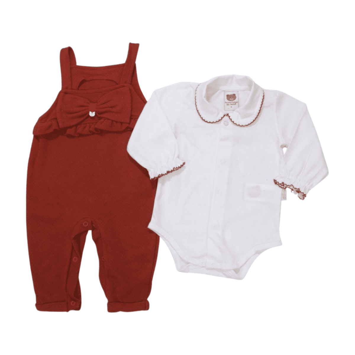 Macacão Longo Laço com Body 2 Peças 112643 – Aconchego do Bebê