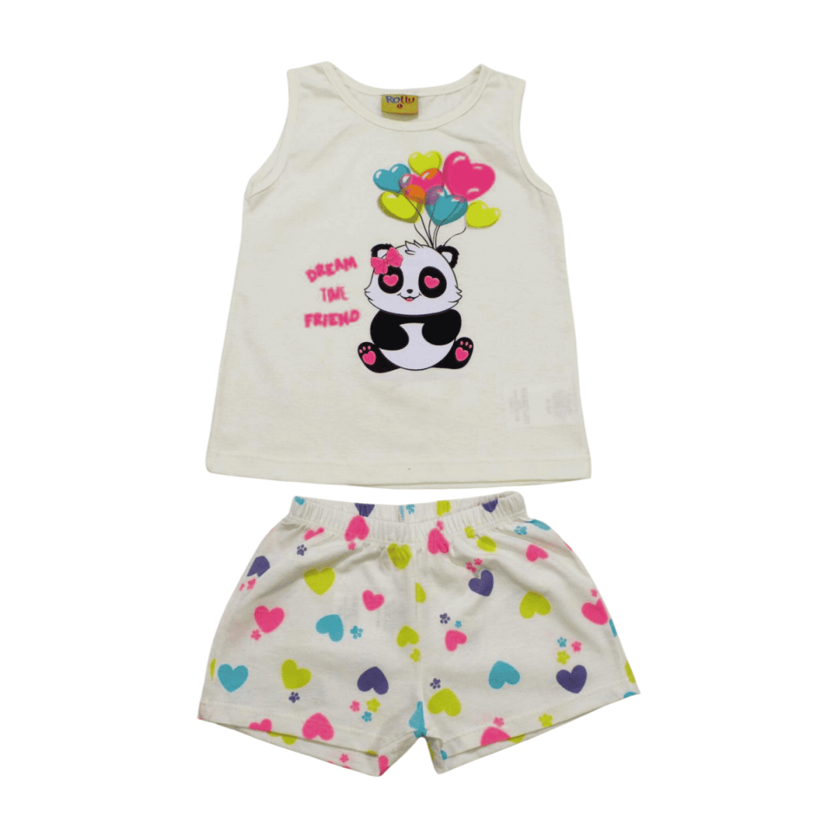 Pijama Curto Cavado Feminino Estampa Panda Brilha no Escuro 22196 – Rollu - Image 2