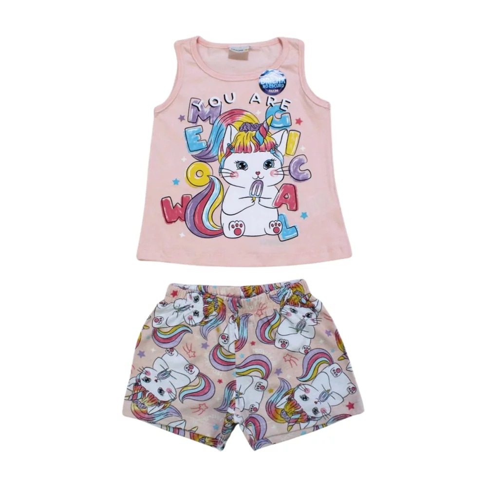 Pijama Curto Feminino Regata Meow 3284 – Fakini - Image 2
