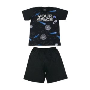 Pijama Curto Masculino Estampa Space Brilha no Escuro 9218 – Bicho Bagunça