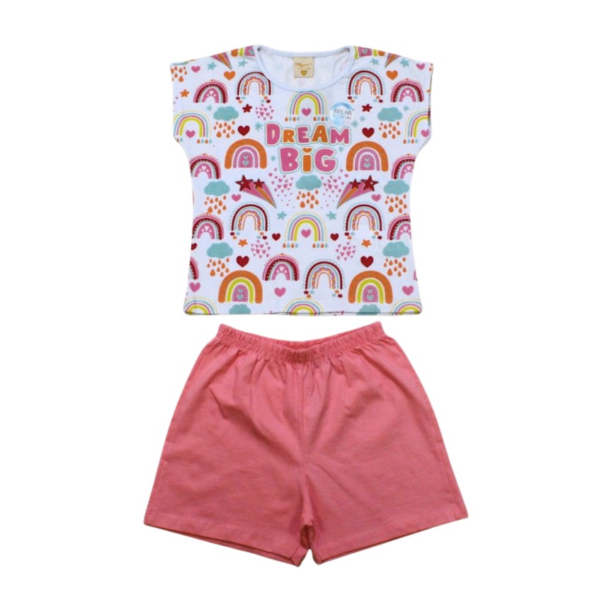 Pijama Malha Curto Feminino Estampa Arco-Iris Brilha no Escuro 00023 – Angerô - Image 2