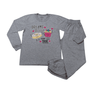 Pijama Malha Longo Feminino Estampa Dreams Brilha no Escuro 9284 – Bicho Bagunça