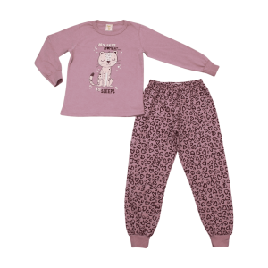 Pijama Malha Longo Feminino Estampa Oncinha Brilha no Escuro 00061 – Angerô