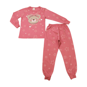 Pijama Malha Longo Feminino Estampa Ursa Brilha no Escuro 00060 – Angerô