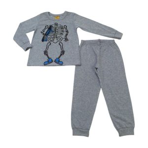 Pijama Malha Longo Masculino Estampa Esqueleto Brilha no Escuro 23295 – Rollu
